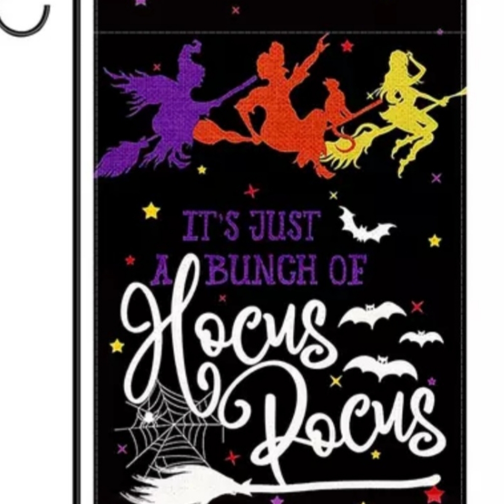 New Hocus Pocus Burlap Garden Flag 12x18